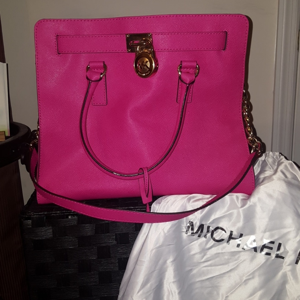Pink Michael Kors Hamilton Large Saffiano